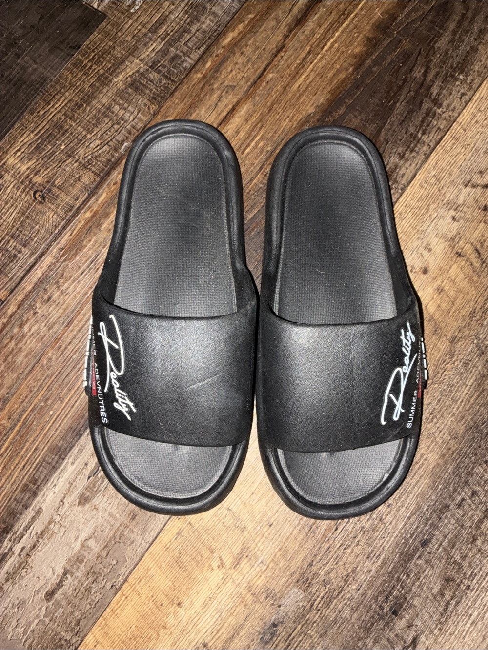 Black Slide Sandals with Signature Script - Men
